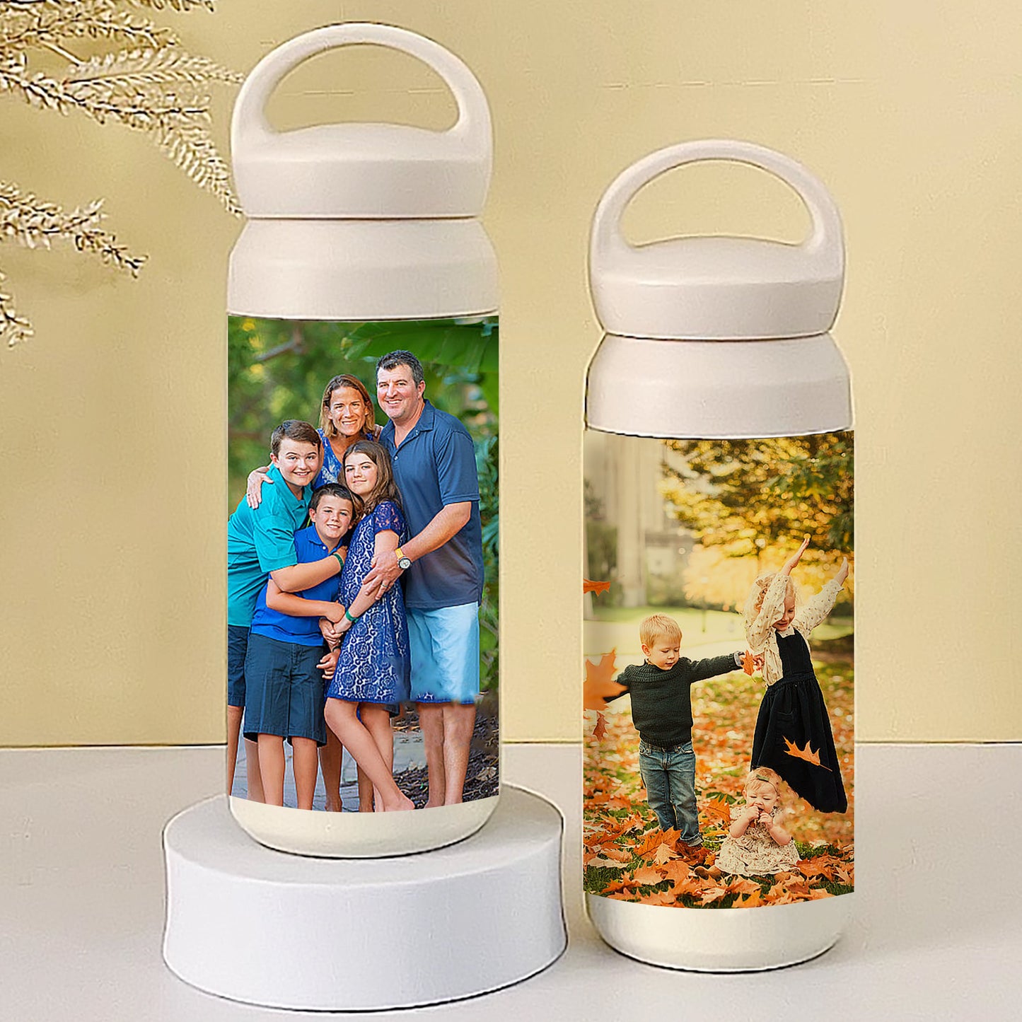 Personalized Photo Stainless Steel Tumbler - Thermos Cup with Handle
