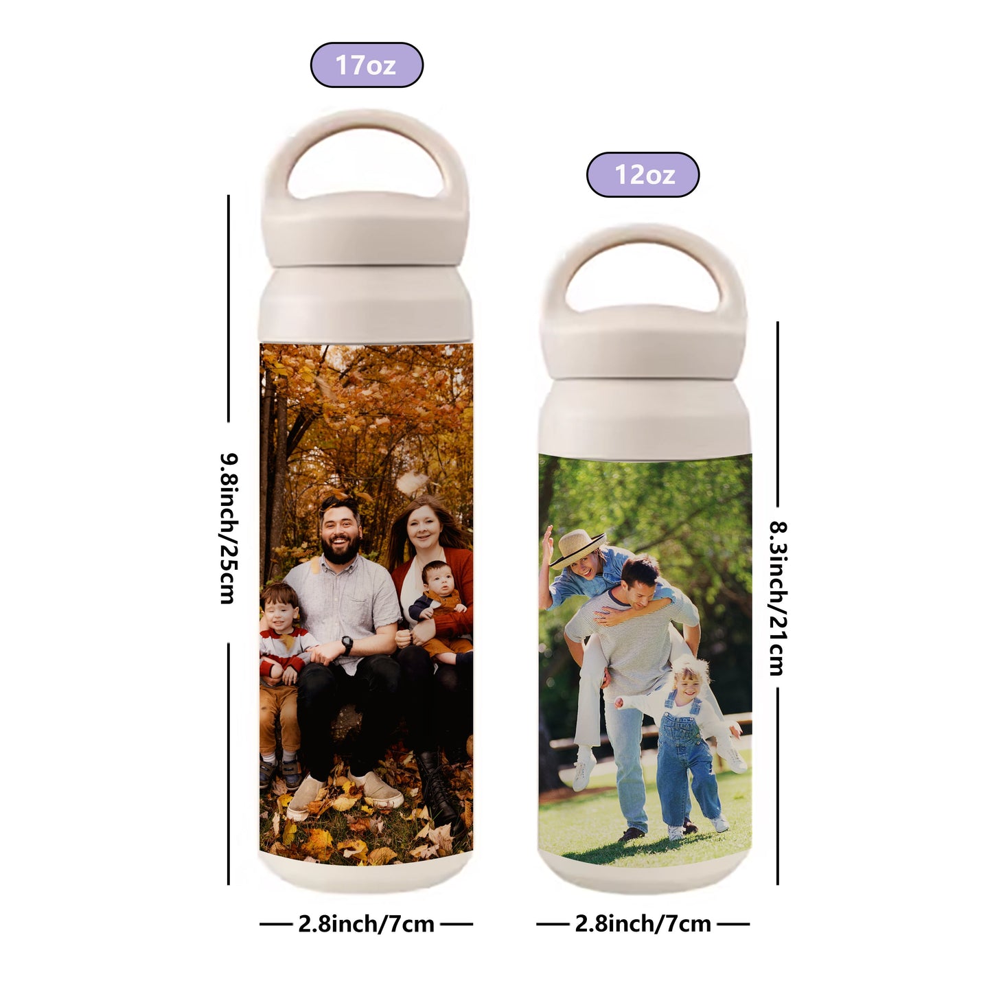 Personalized Photo Stainless Steel Tumbler - Thermos Cup with Handle