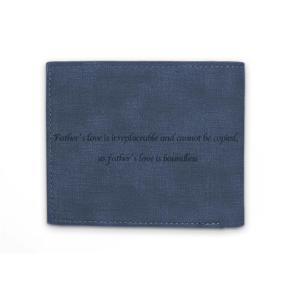 Men's Bifold Short Custom Photo Wallet Blue Leather - faceonboxer