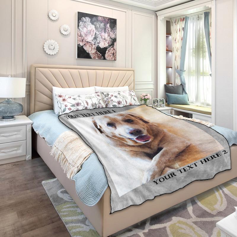 Custom Dog/Pet Fleece Photo Blanket with 1-4 Photos - faceonboxer