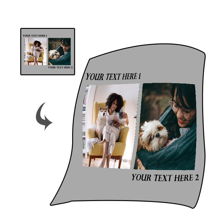 Custom Dog/Pet Fleece Photo Blanket with 1-4 Photos - faceonboxer