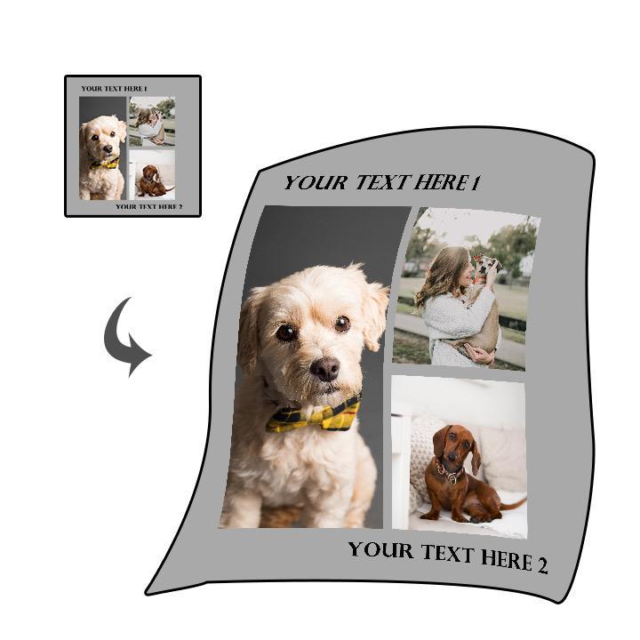 Custom Dog/Pet Fleece Photo Blanket with 1-4 Photos - faceonboxer