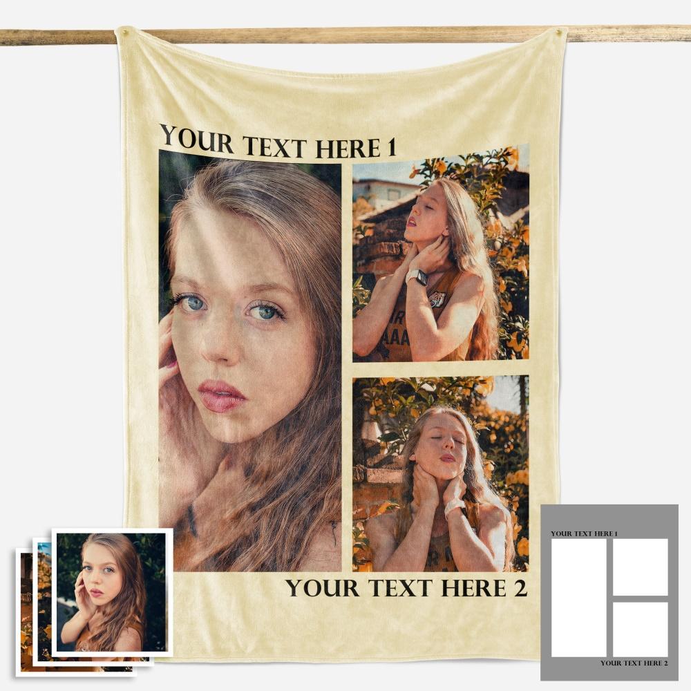Custom Fleece Photo Blanket For My Girl 1-4 Photos - New - faceonboxer