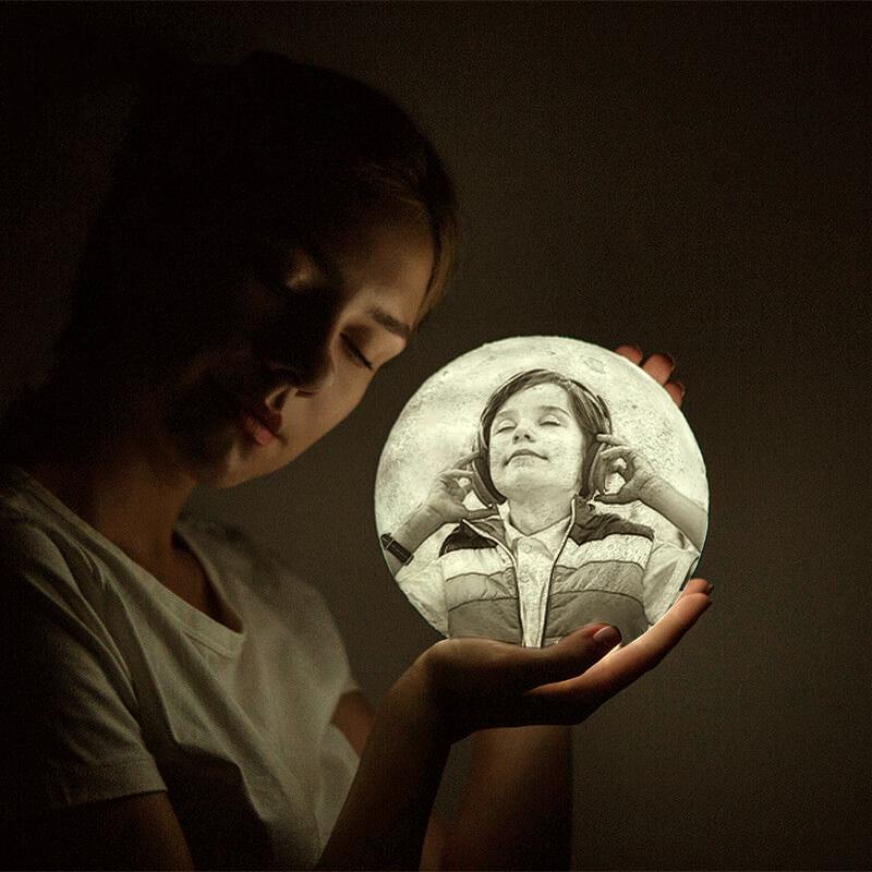 Touch 3 Colors - Christmas Cute Gift Engraved Photo Moon Lamp - faceonboxer