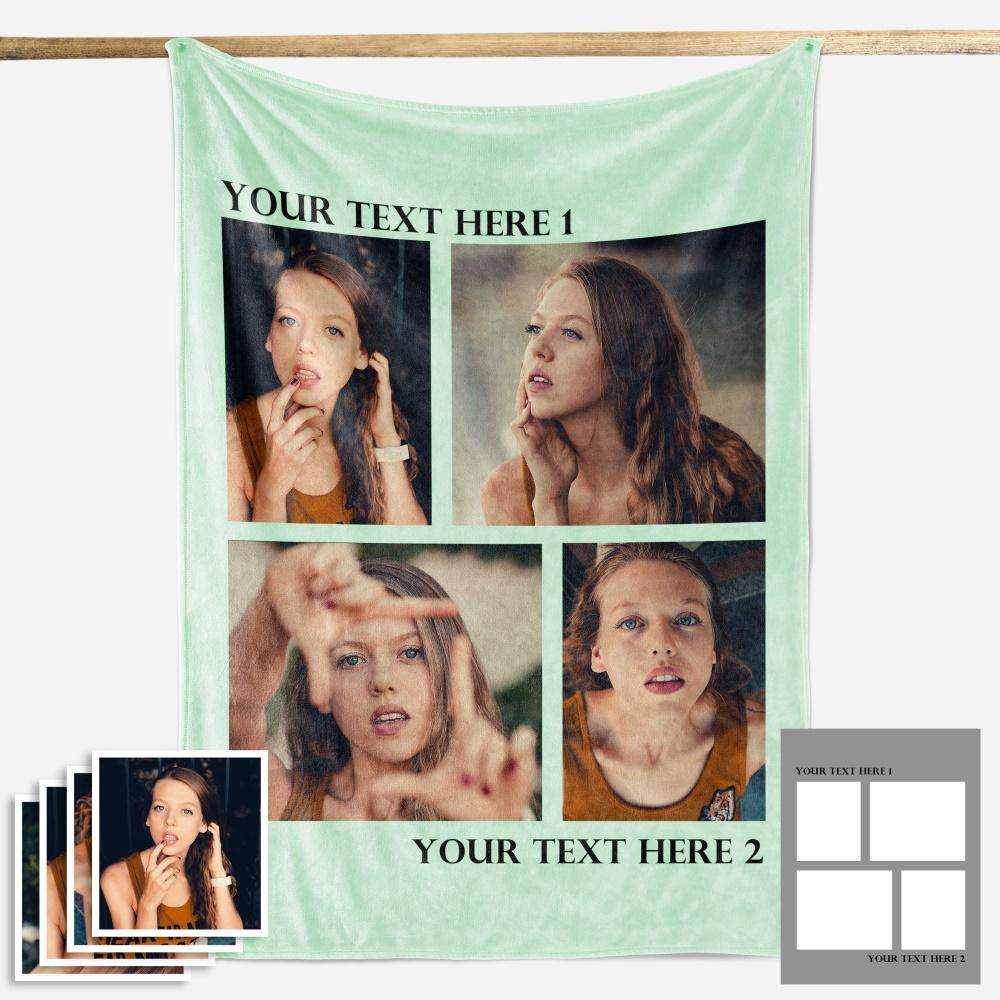 Custom Fleece Photo Blanket For My Girl 1-4 Photos - New - faceonboxer