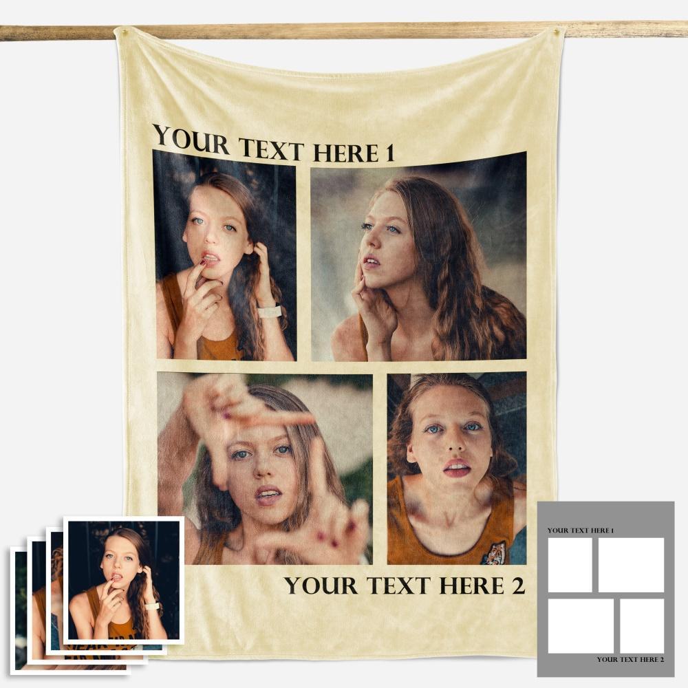 Custom Fleece Photo Blanket For My Girl 1-4 Photos - New - faceonboxer