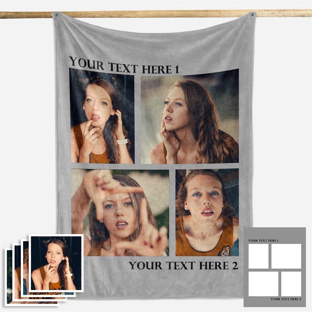 Custom Fleece Photo Blanket For My Girl 1-4 Photos - New - faceonboxer