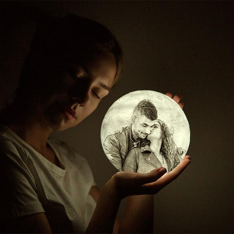 Touch 3 Colors - Christmas Cute Gift Engraved Photo Moon Lamp - faceonboxer