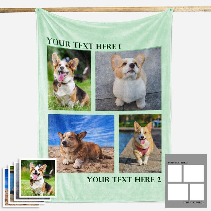 Custom Dog/Pet Fleece Photo Blanket with 1-4 Photos - faceonboxer