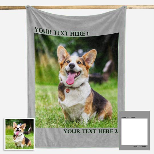 Custom Dog/Pet Fleece Photo Blanket with 1-4 Photos - faceonboxer