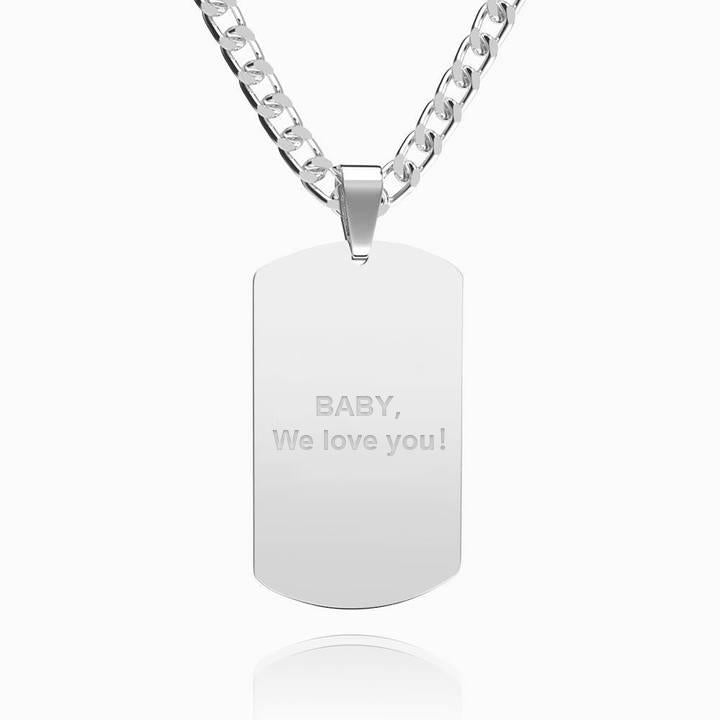 Men's Photo Engraved Tag Necklace With Engraving Stainless Steel - faceonboxer