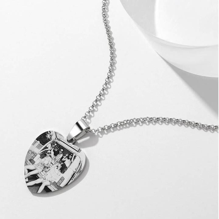 Women's Heart Photo Engraved Tag Necklace With Engraving Stainless Steel - faceonboxer
