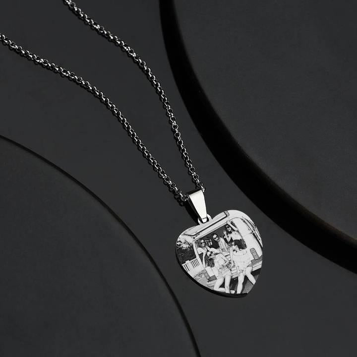 Women's Heart Photo Engraved Tag Necklace With Engraving Stainless Steel - faceonboxer