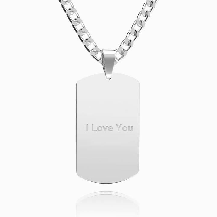Men's Photo Engraved Tag Necklace With Engraving Stainless Steel - faceonboxer