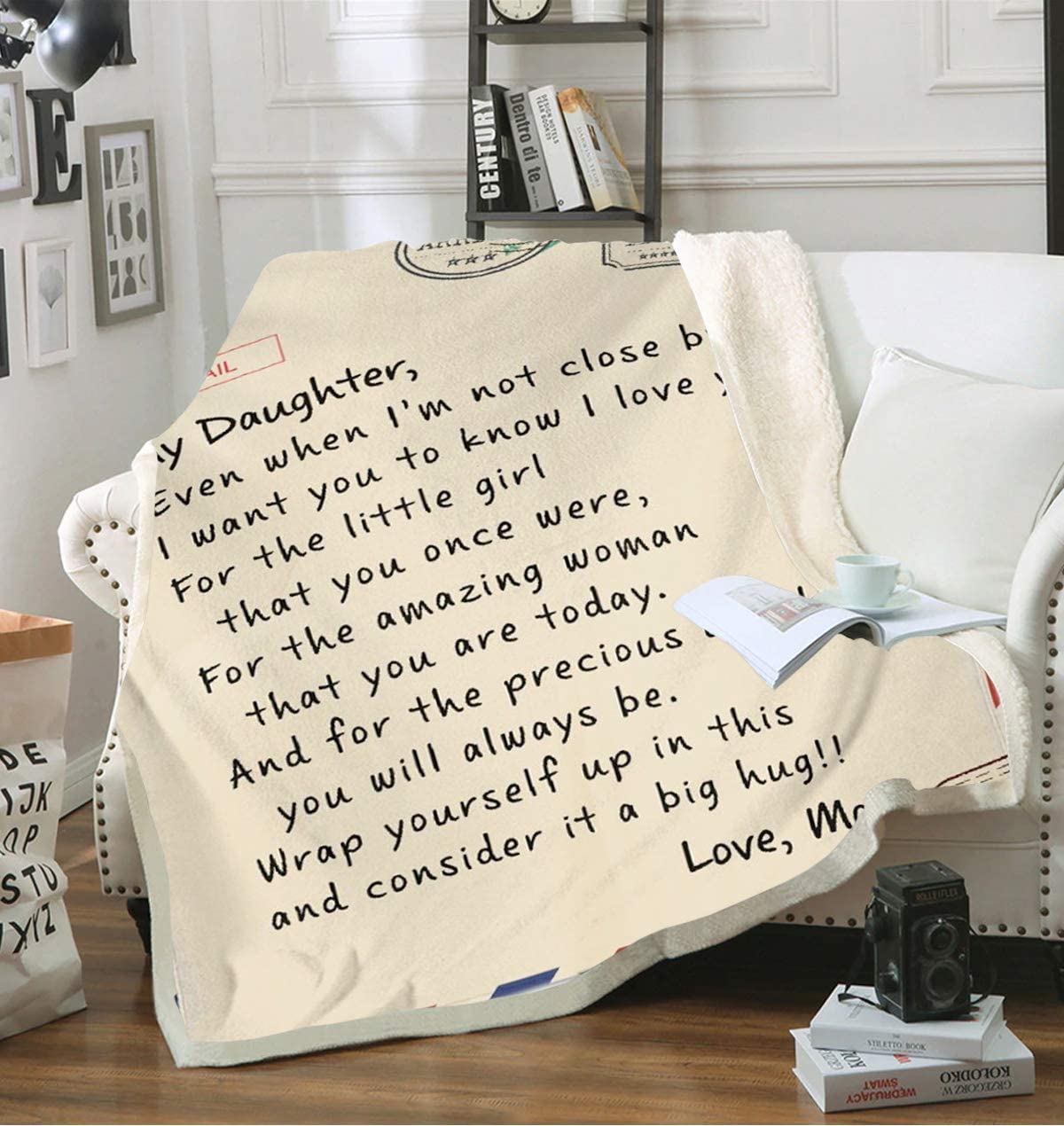Mom to My Daughter Air Mail Message Custom Flannel Fleece Blanket