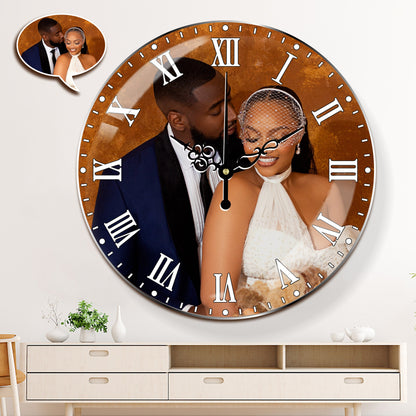 15 Inch Personalized Photo Round Wall Clock, Custom Acrylic Home Decor