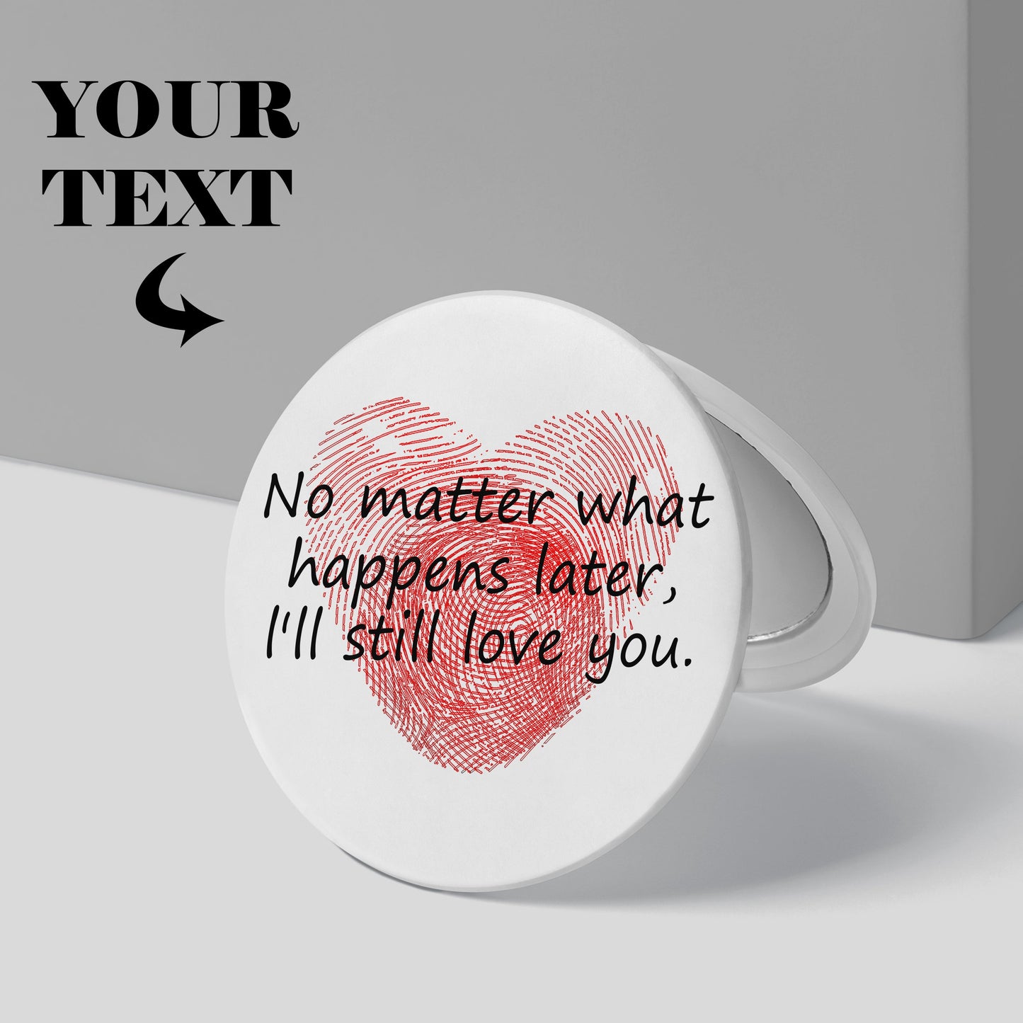 Personalized Compact Mirror: Double-Sided, Foldable, Your Photo & Text