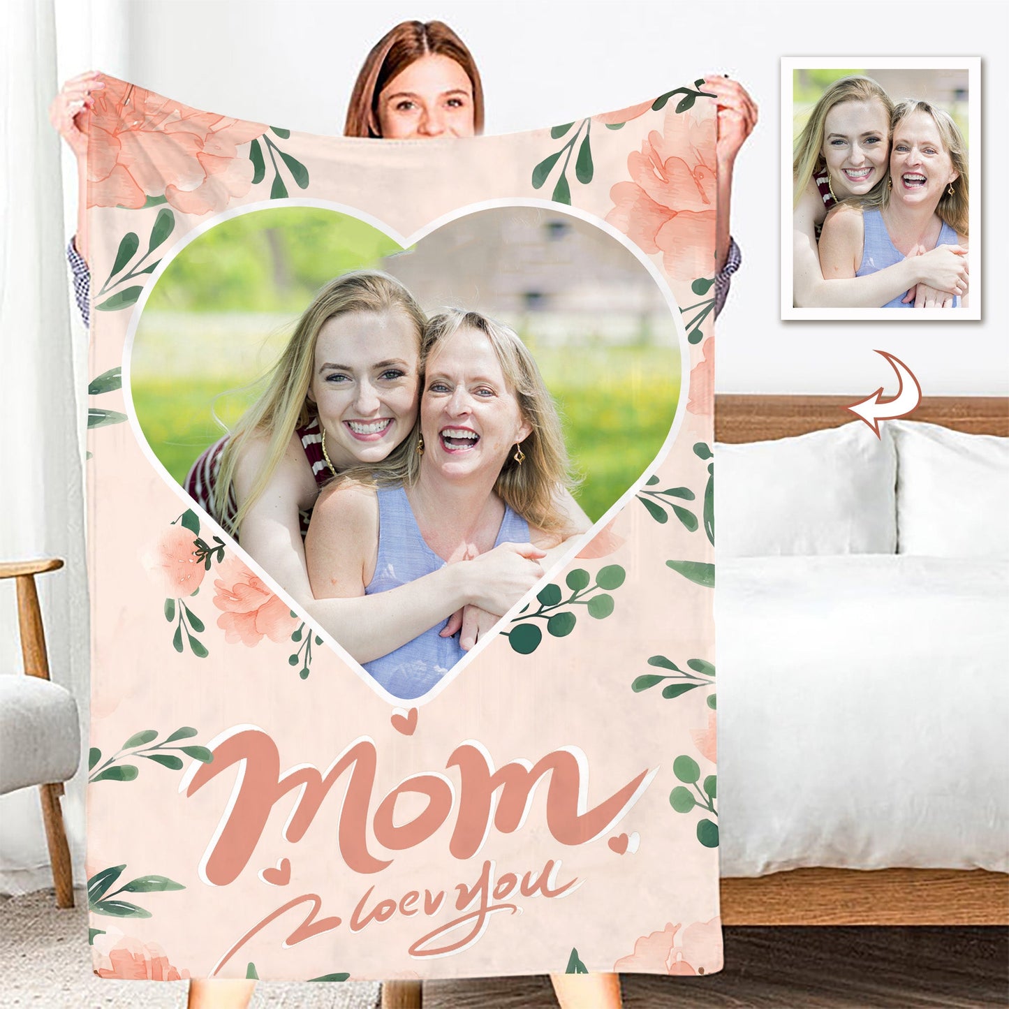 Custom Photo Blankets for Mother's Day Best Mom's Gift