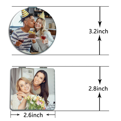 Compact Mirror with Custom Photo - Double-Sided Cosmetic Purse Travel Mirror