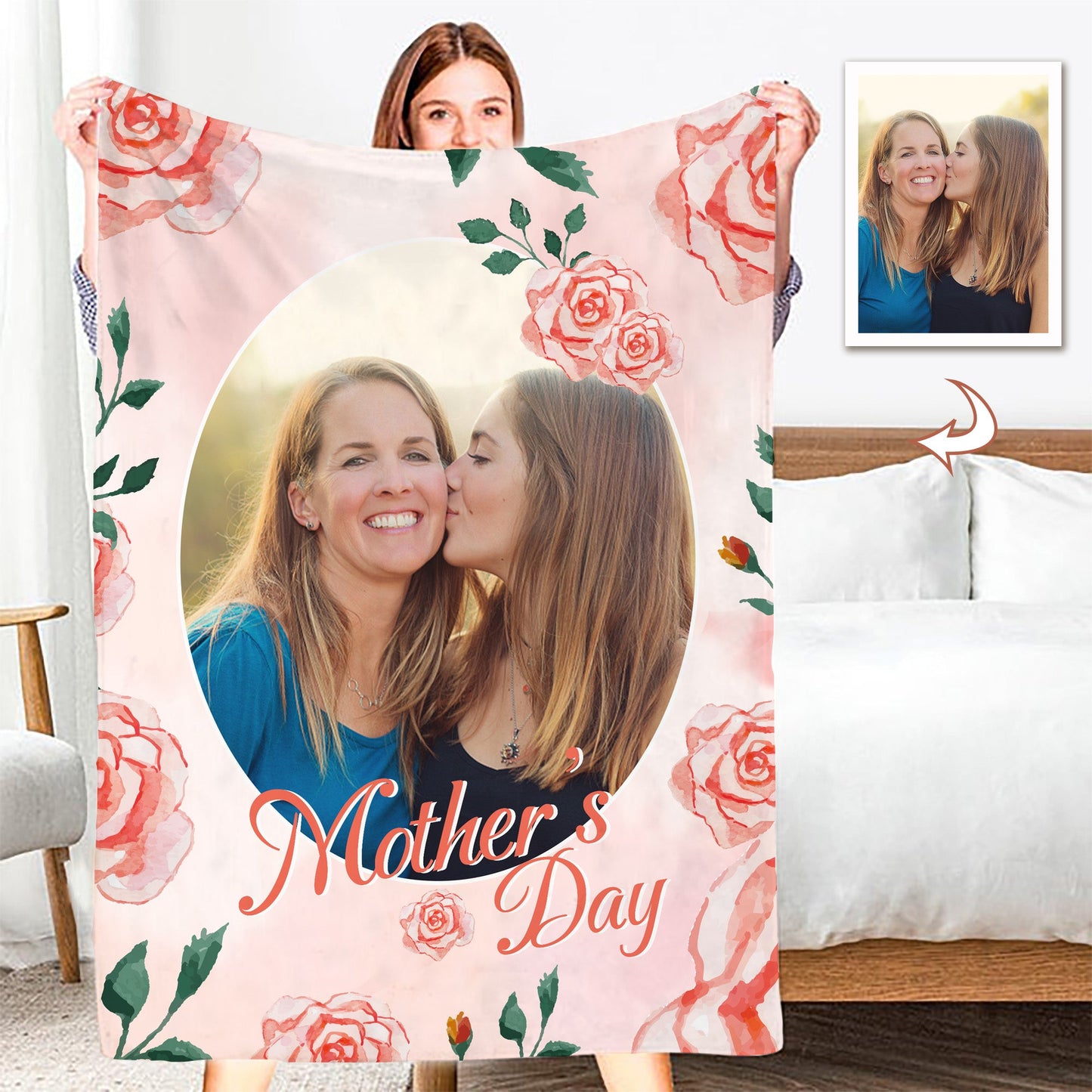 Custom Photo Blankets for Mother's Day Best Mom's Gift