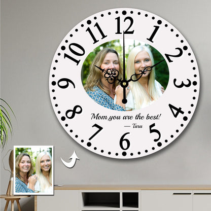 Custom Wall Clock Round Clock Elegant Style With Photo and Text