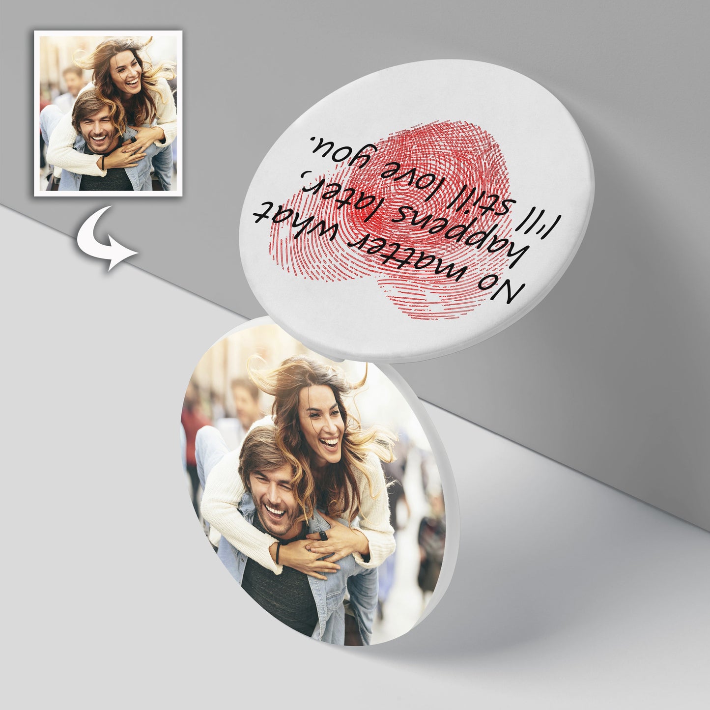 Personalized Compact Mirror: Double-Sided, Foldable, Your Photo & Text