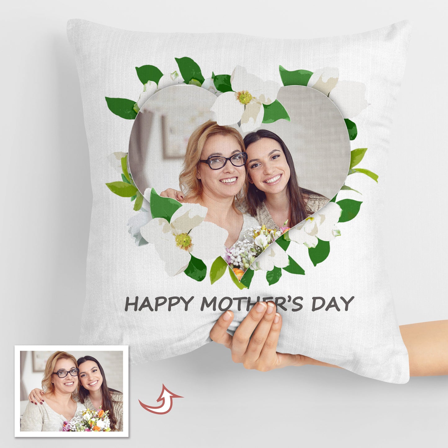 Custom Throw Pillows, Flower Design, Upload your Own Photo and Texts