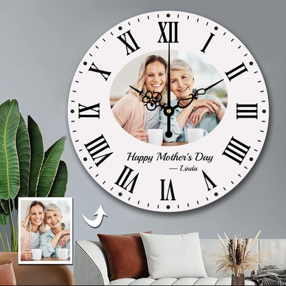 Custom Wall Clock Round Clock Elegant Style With Photo and Text