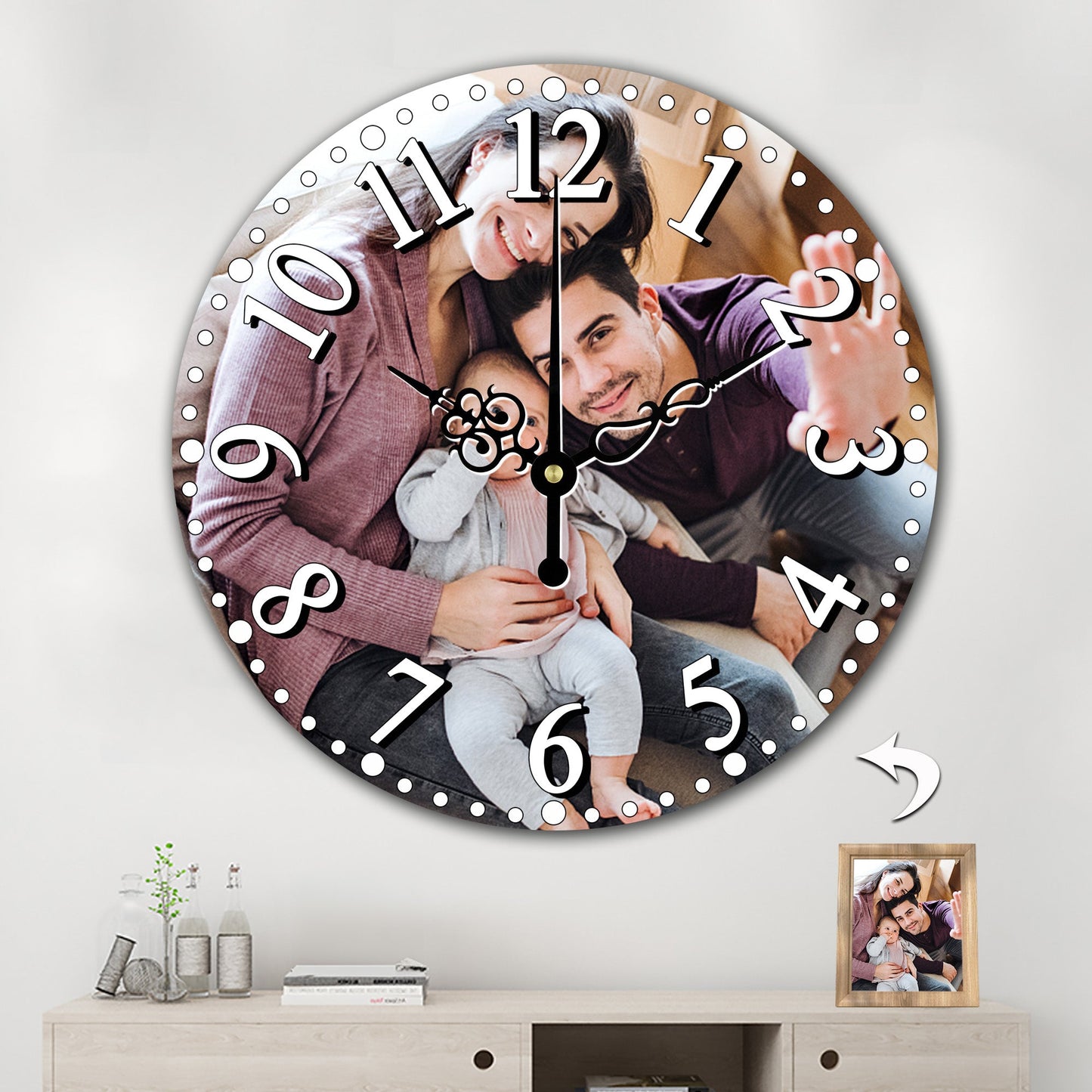 Custom Photo Wall Clock Round Clock For Home Keepsake Gift