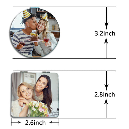 Personalized Compact Mirror: Double-Sided, Foldable, Your Photo & Text