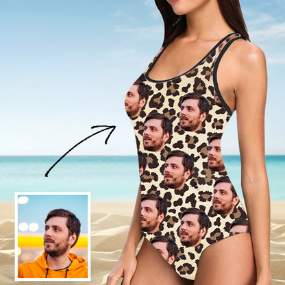 Custom Photo Swimwear Black Spots Women's Slip One Piece Swimsuit