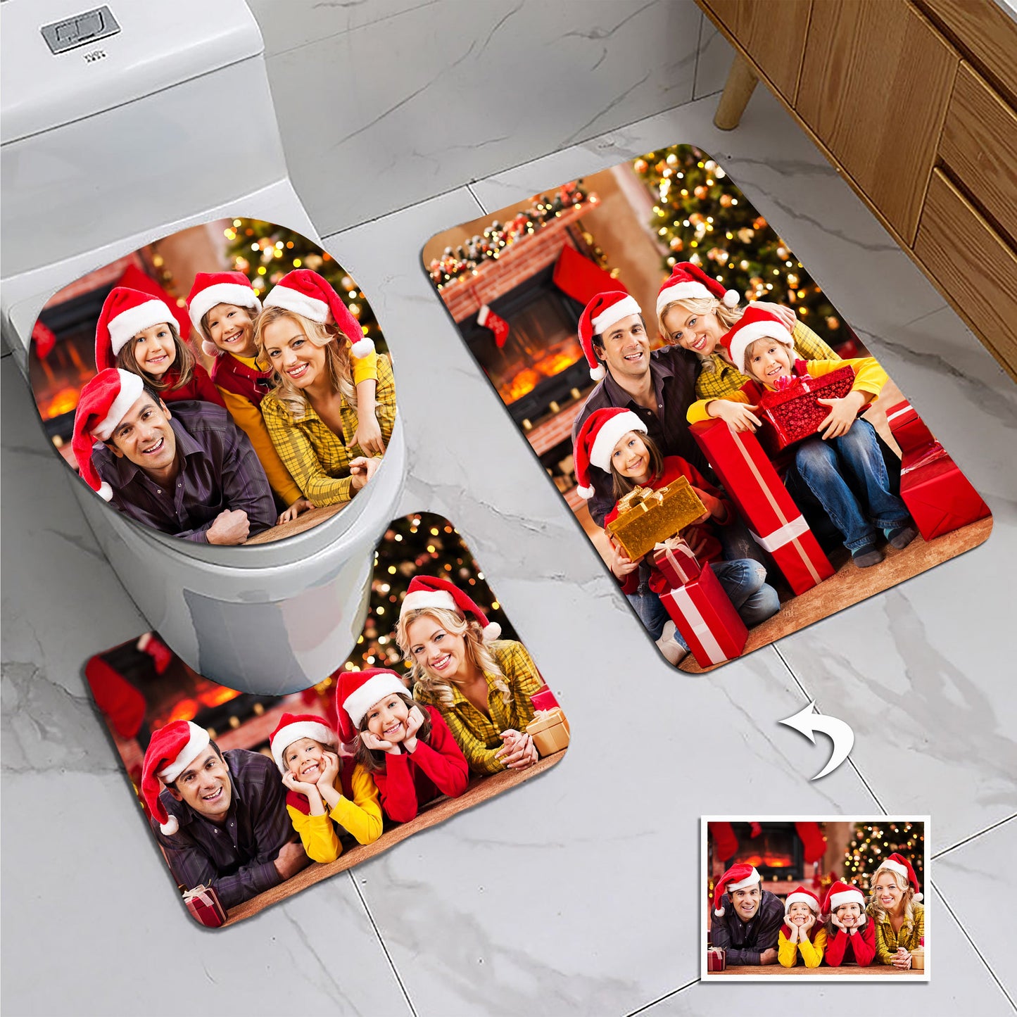 Custom Photo Toilet Rug Set for Bathroom Toilet Non-Slip Mat Carpet