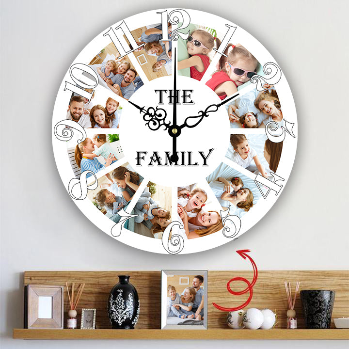 12pcs Photo Round Wall Clock Personalized Clock for Family and Girl