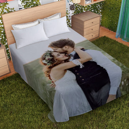 Soft Cotton Flat Bed Sheet: Personalized Custom Photo Bedding