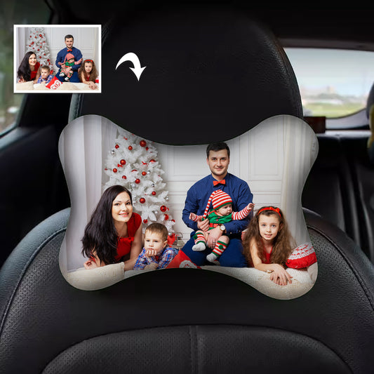 Personalized Premium Memory Foam Car Seat Headrest Pillow with Photo