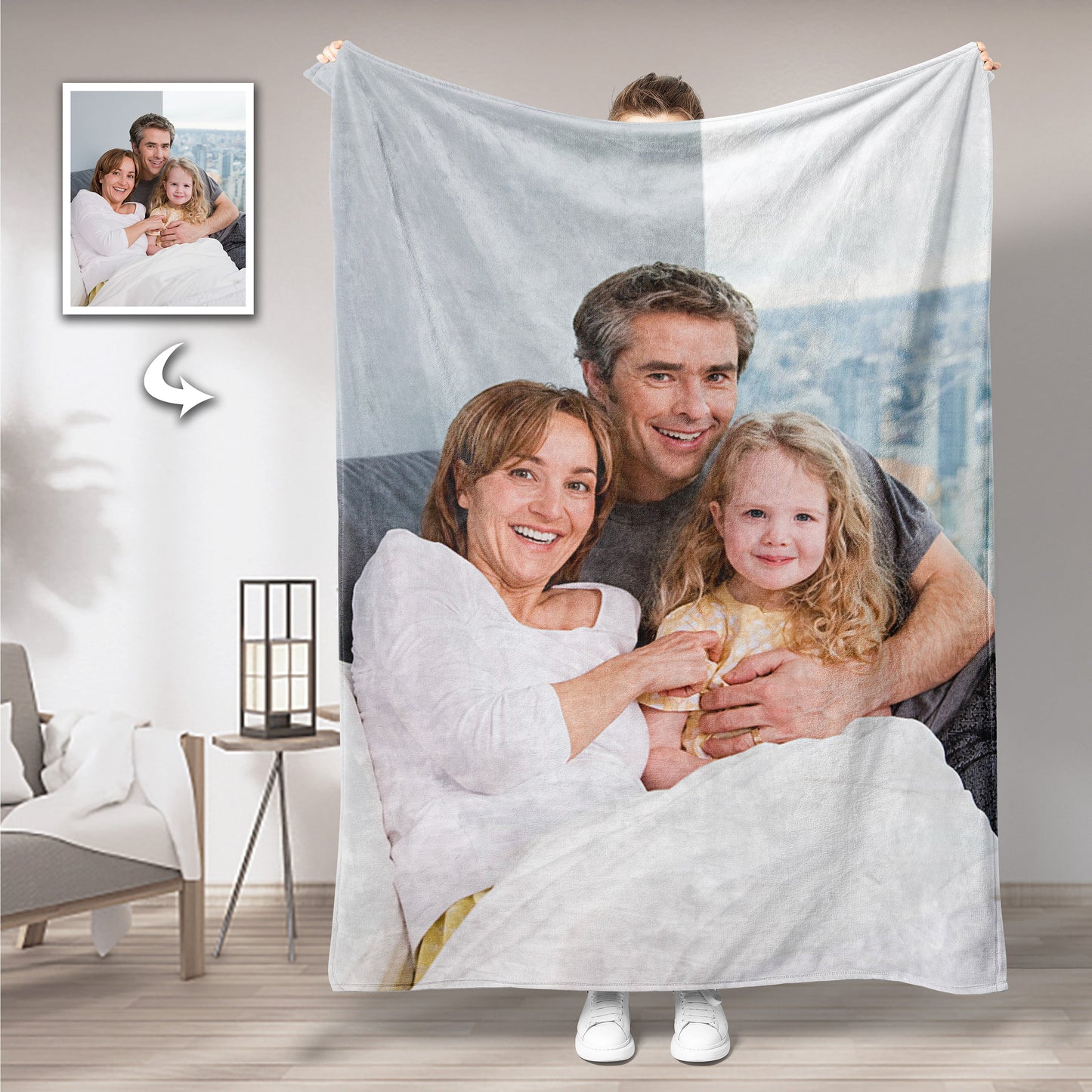 Custom Family Photo Blankets Personalized Photo Memorial Blankets