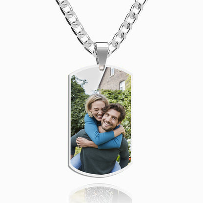 Personalized Stainless Steel Photo Dog Tag Necklace with Chain Jewelry