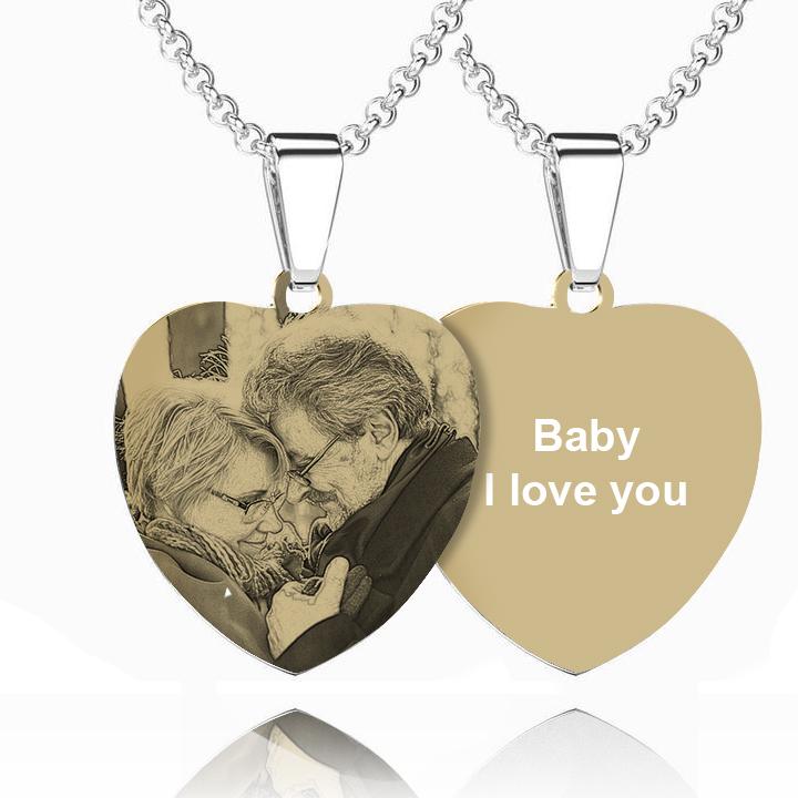 Women's Printing Photo Locket Heart Necklace - faceonboxer