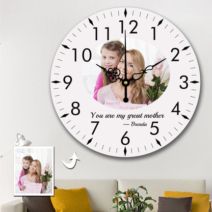 Custom Wall Clock Round Clock Elegant Style With Photo and Text