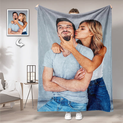 Christmas Blankets Custom Couple Photo Personalized Memorial Blankets