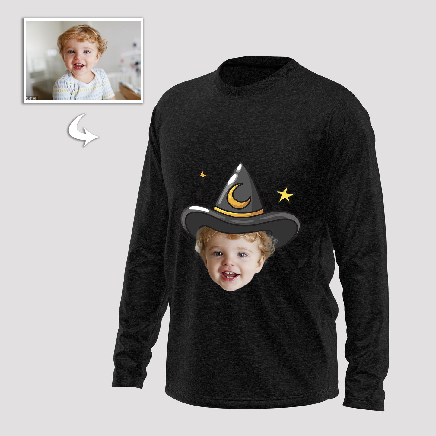 Unisex Cotton Long Sleeve Shirts, Custom Halloween Photo Design