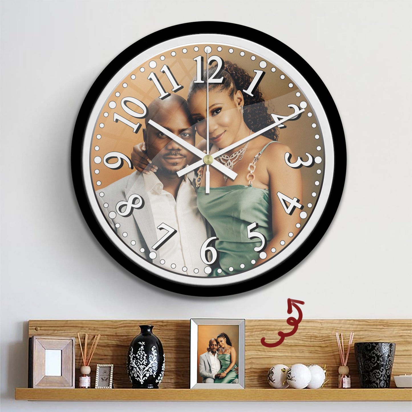 Custom Photo Hanging Wall Clock with Glass Cover with Frame Clock