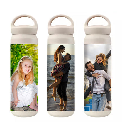 Personalized Photo Stainless Steel Tumbler -  Thermos Cup with Handle