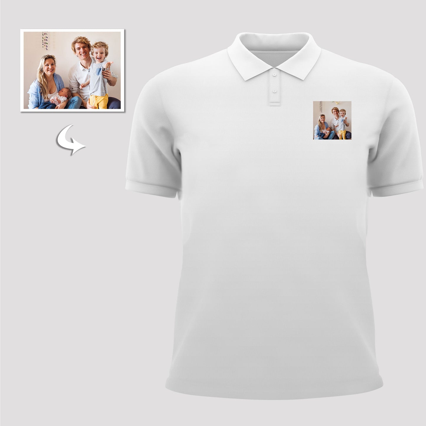 Personalized Unisex Polo Shirts, Custom Double-Sided Photo Print Design