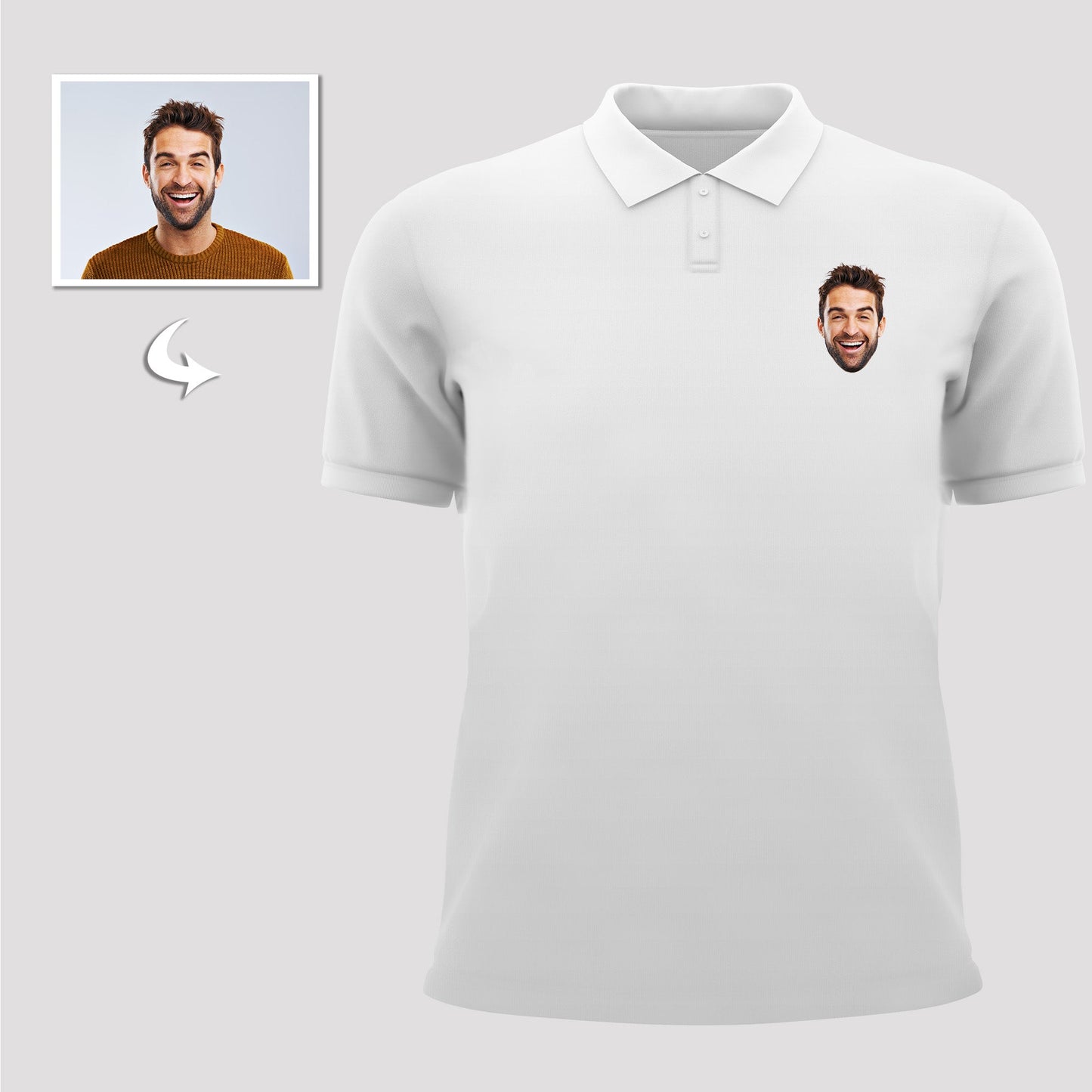 Personalized Unisex Polo Shirts, Custom Double-Sided Photo Face Design