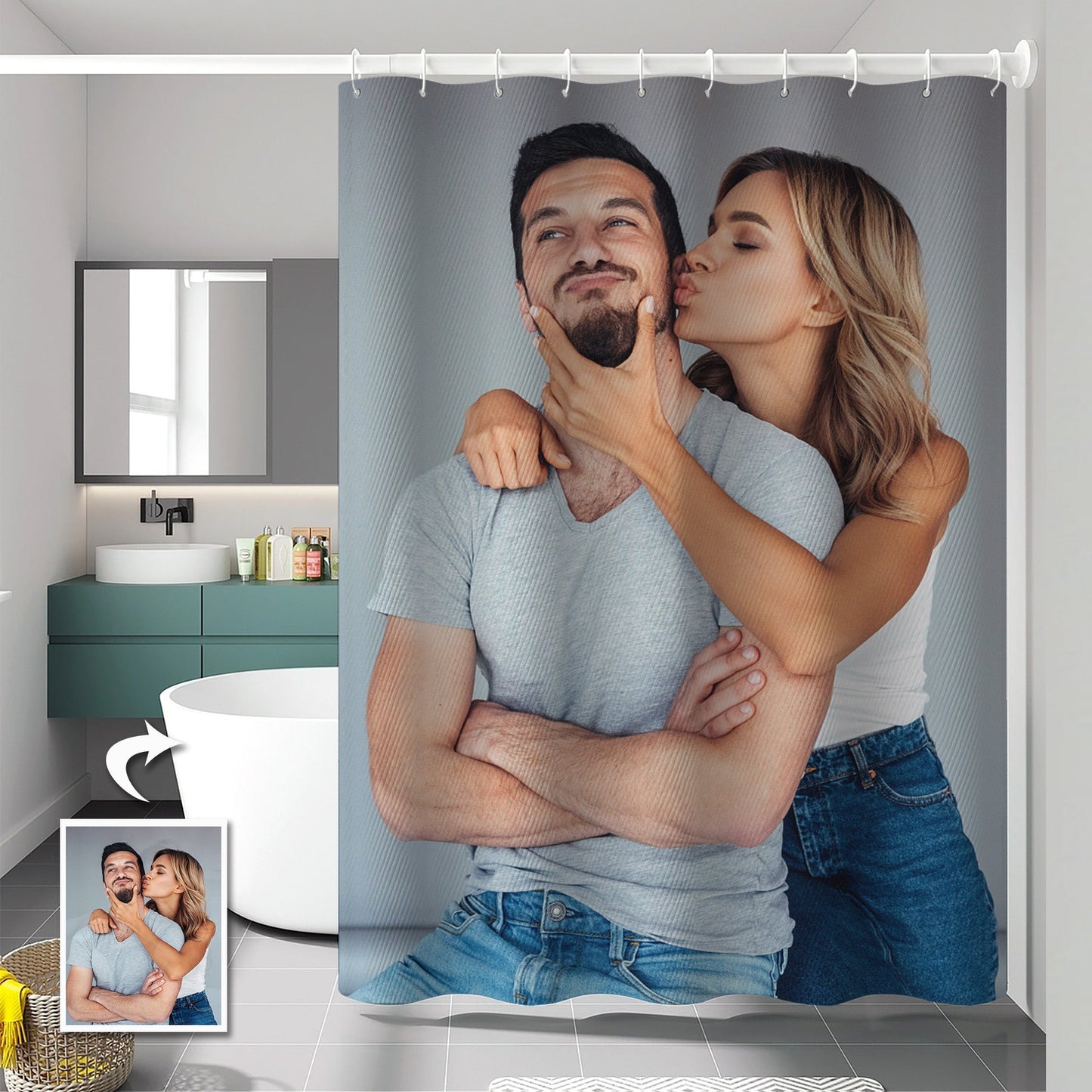 Waterproof Custom Photo Shower Curtain, High-Density HD Print