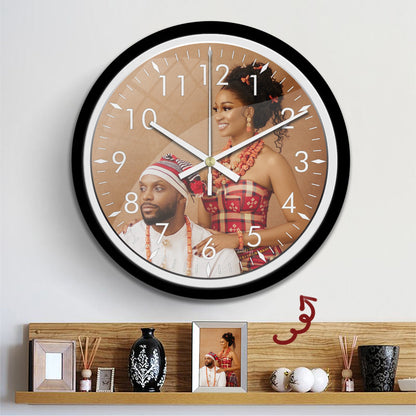 Custom Photo Hanging Wall Clock with Glass Cover with Frame Clock