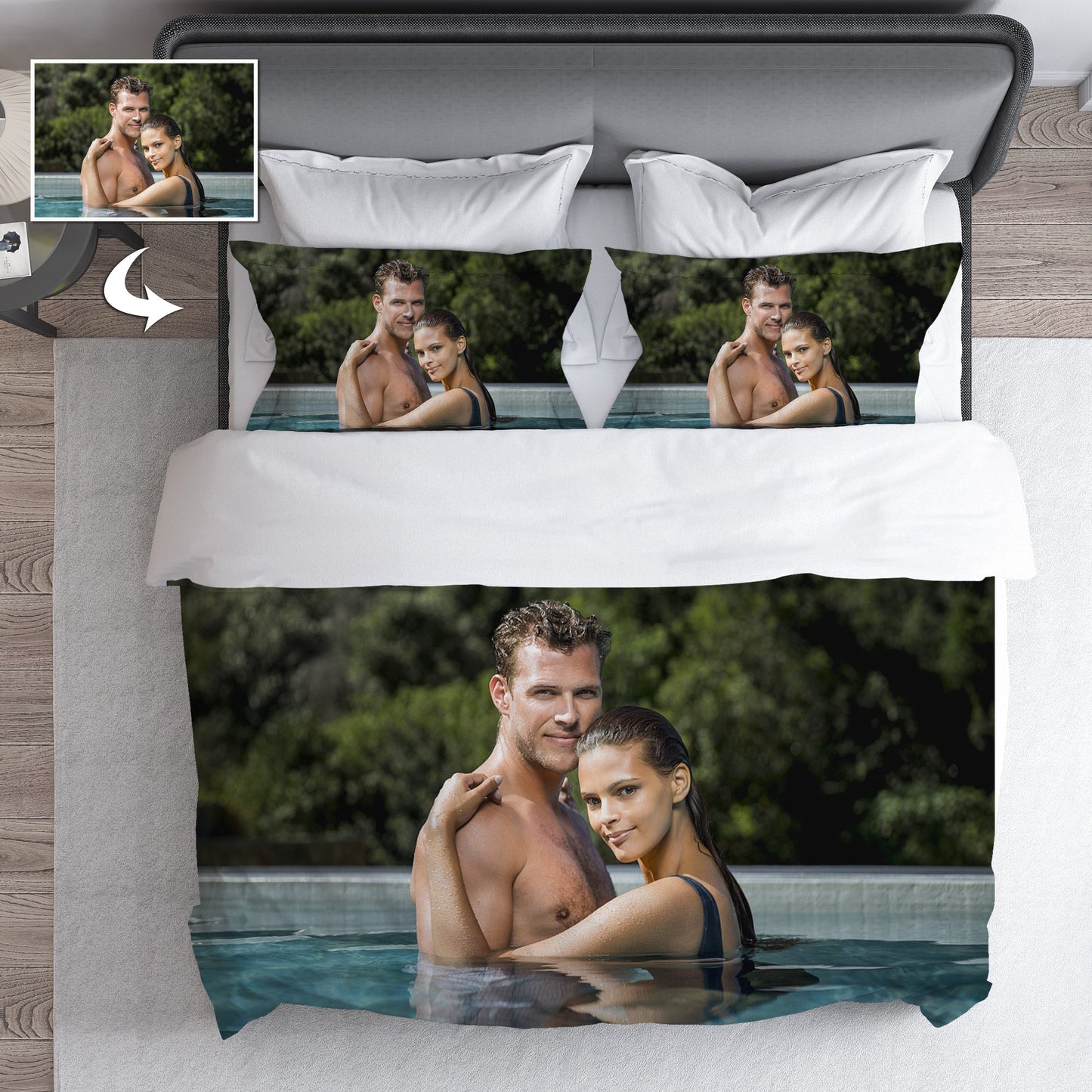 Cotton Three-Piece Bedding Set: Personalized Custom Photo Quilt Cover