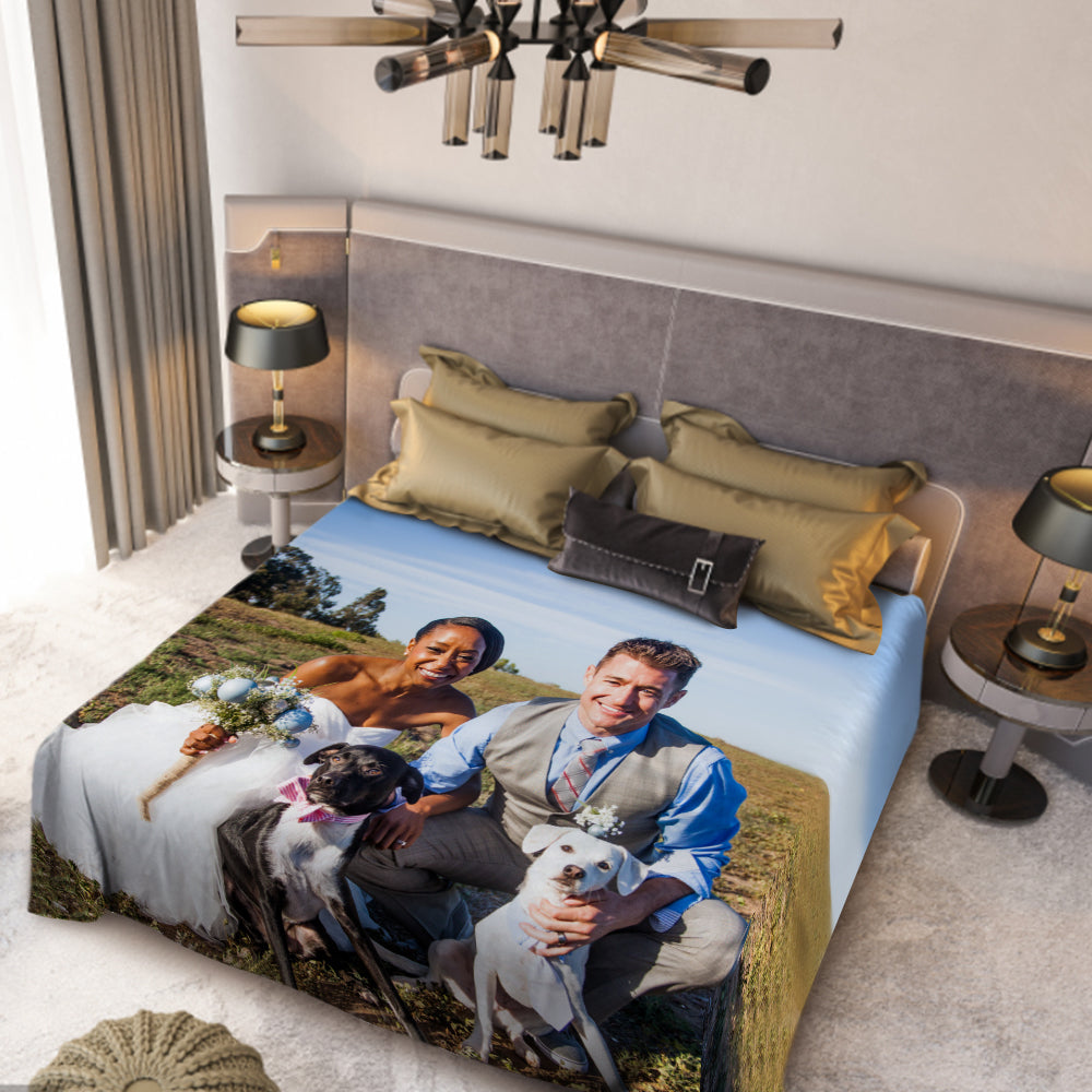 Soft Cotton Flat Bed Sheet: Personalized Custom Photo Bedding