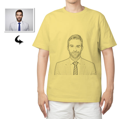 Personalized Unisex T-Shirt, Custom Cotton, Short Sleeve, Photo Sketch Design